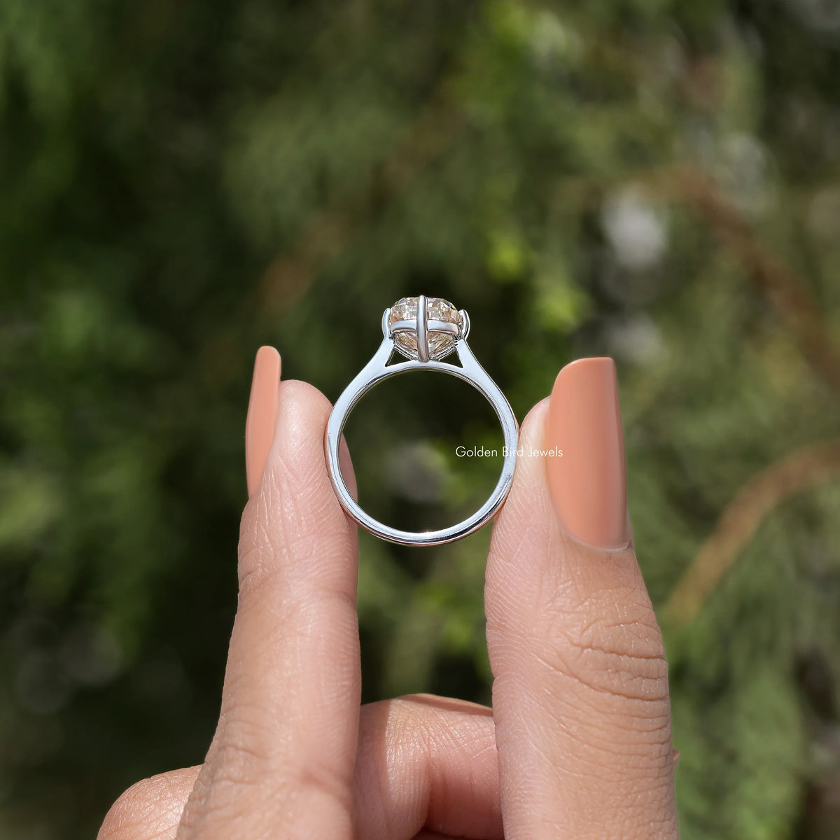 Elongated Cushion Moissanite Solitaire Engagement Ring
