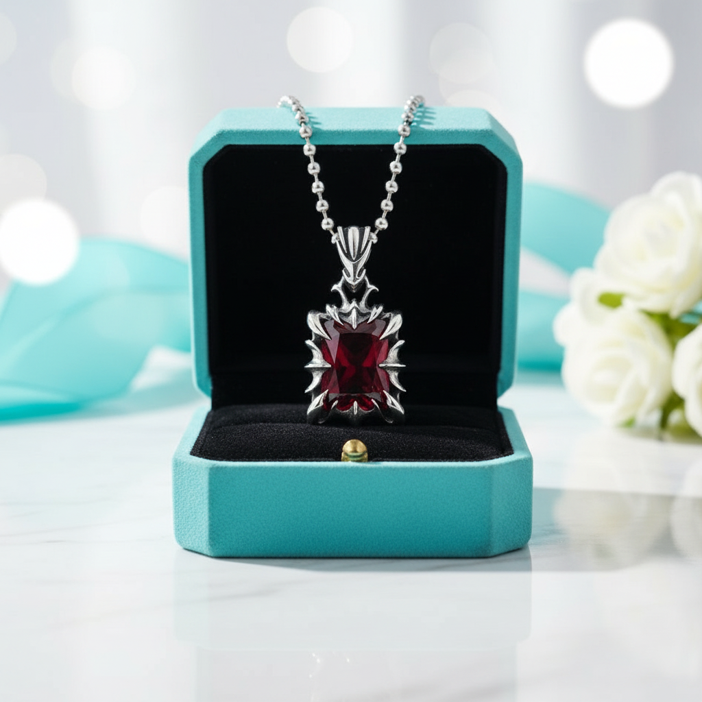 Cushion-cut Ruby Punk Necklace