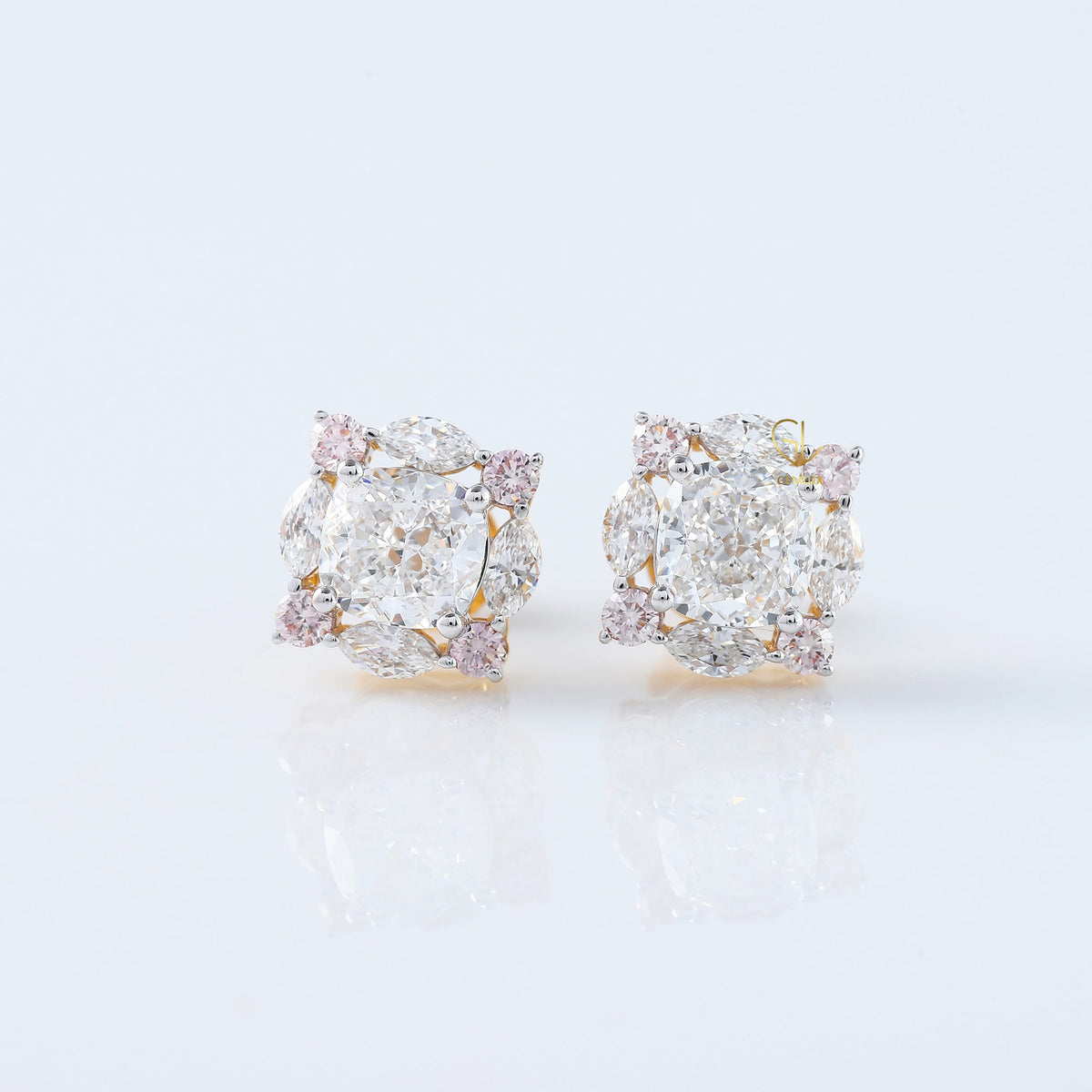 Cushion Cut Moissanite Halo Stud Earrings For Her