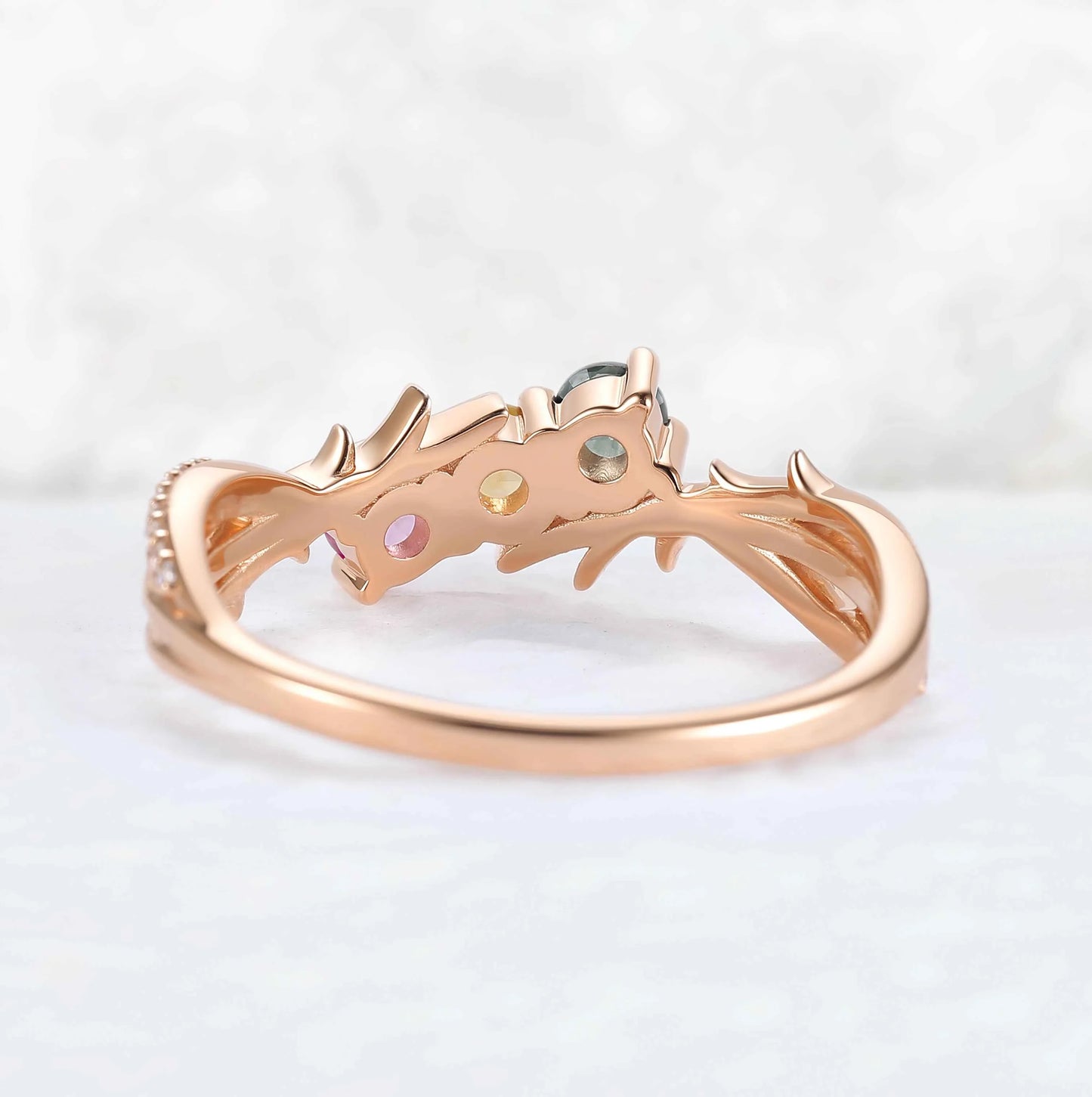 Custom Three-Stone Family Ring for Women – Personalized with Birthstones