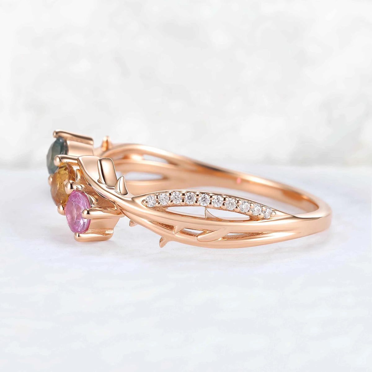 Custom Three-Stone Family Silver Ring – Personalized with Birthstones