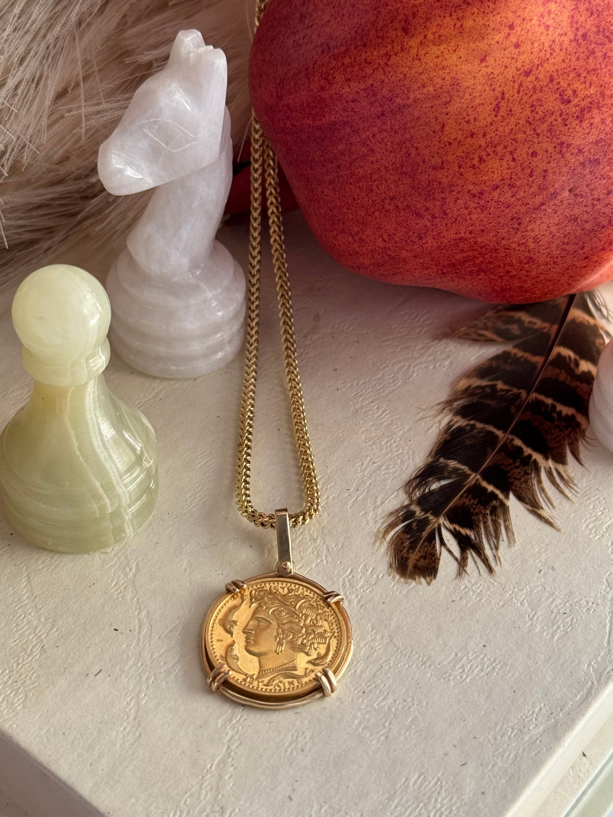 Estate 14k Yellow Coin Pendant w/ 14k Bezel