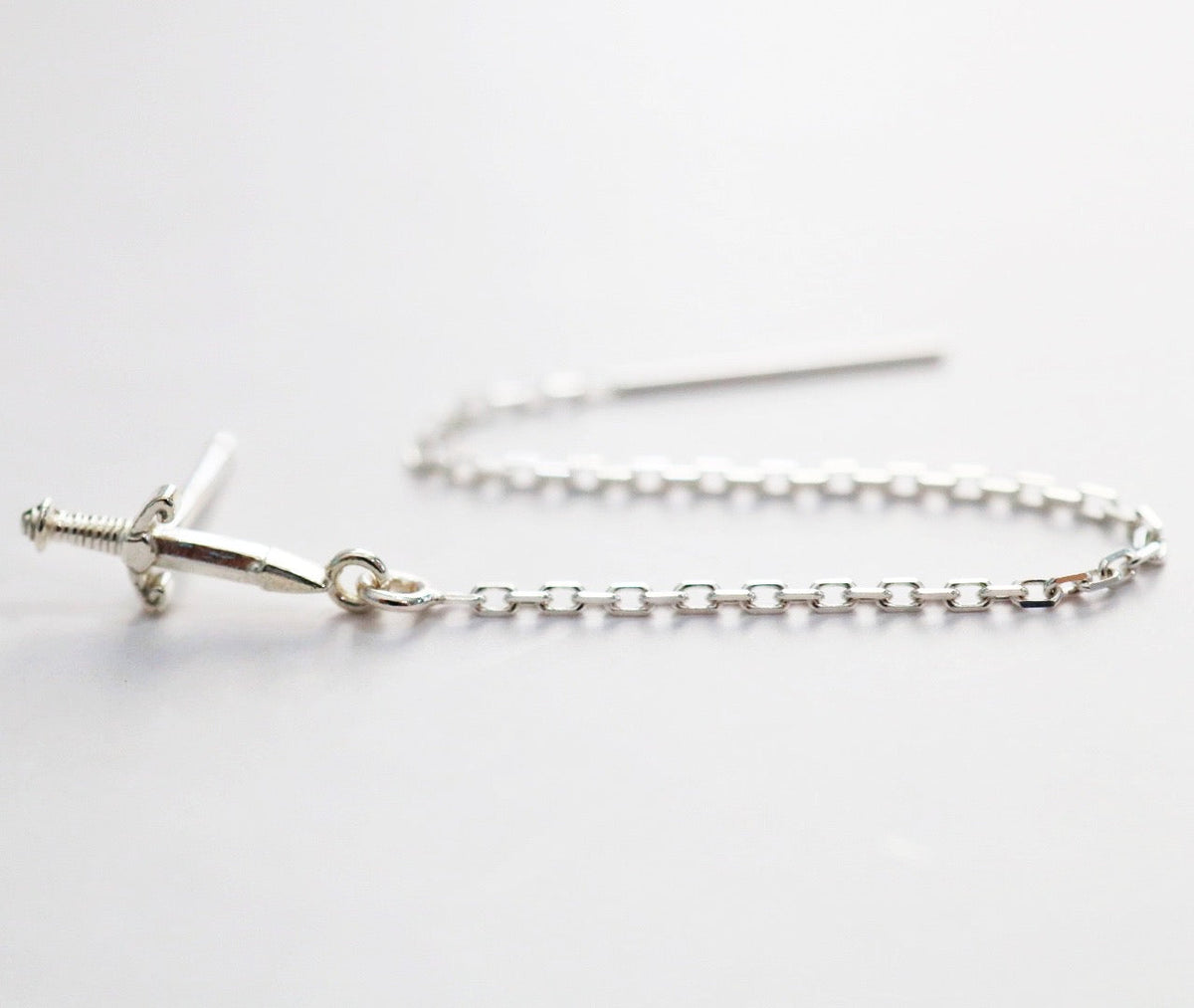 Sterling Silver Sword Threader Earring / SINGLE EARRING
