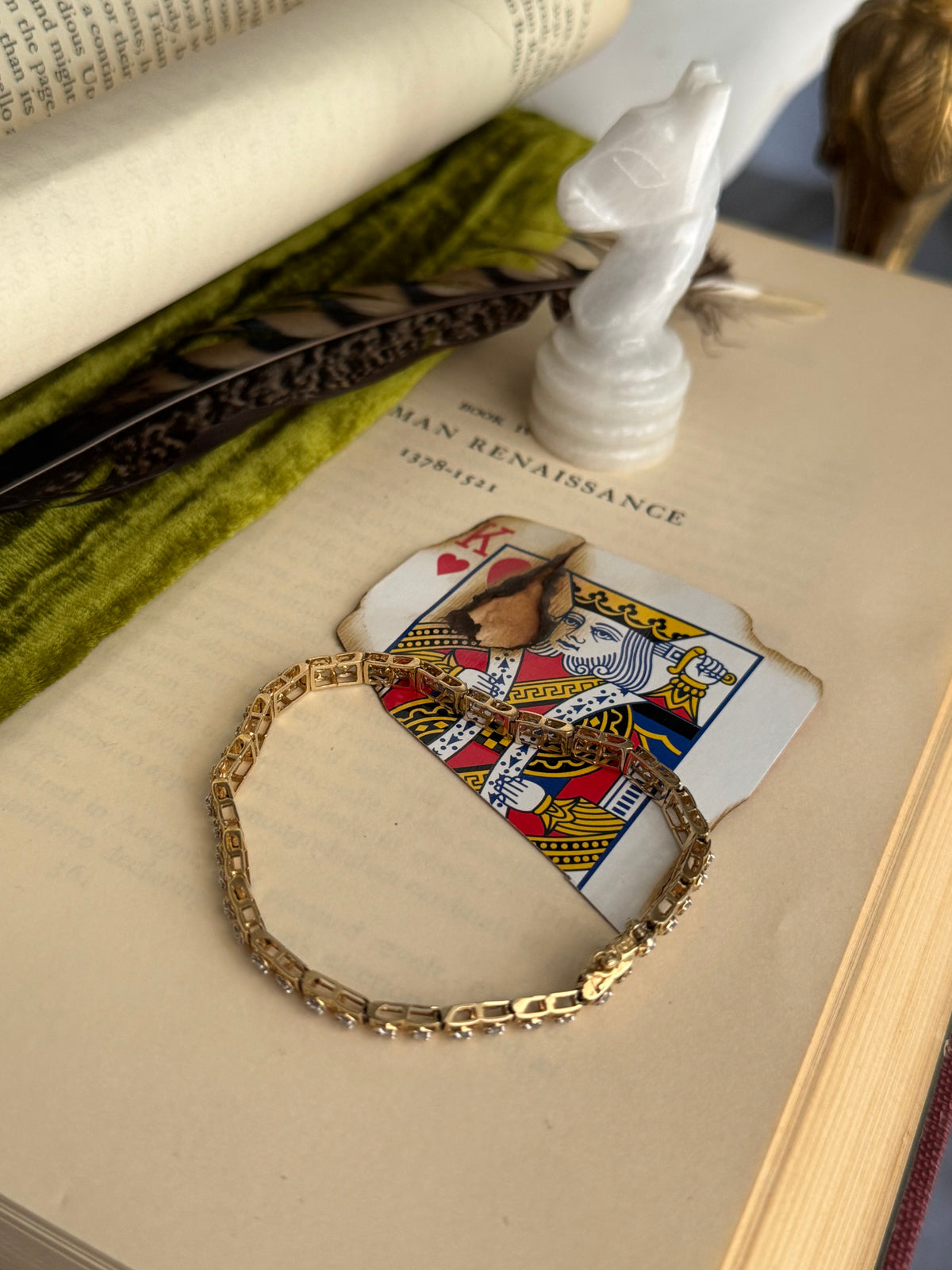 Vintage 10k & Natural Diamond Tennis Bracelet