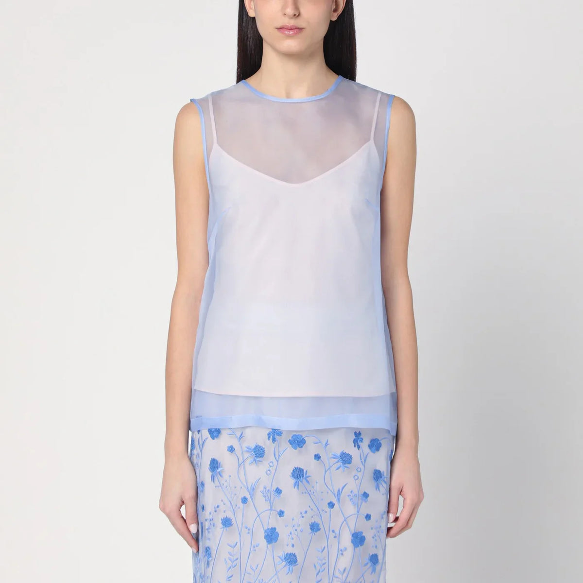 P.A.R.O.S.H. - Sky blue tank top in silk