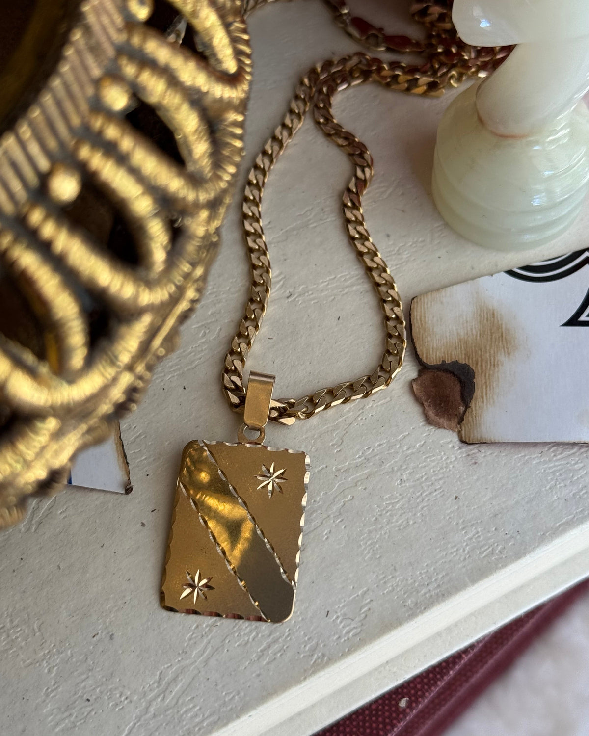 Vintage 14k Yellow Gold Flat Curb Chain
