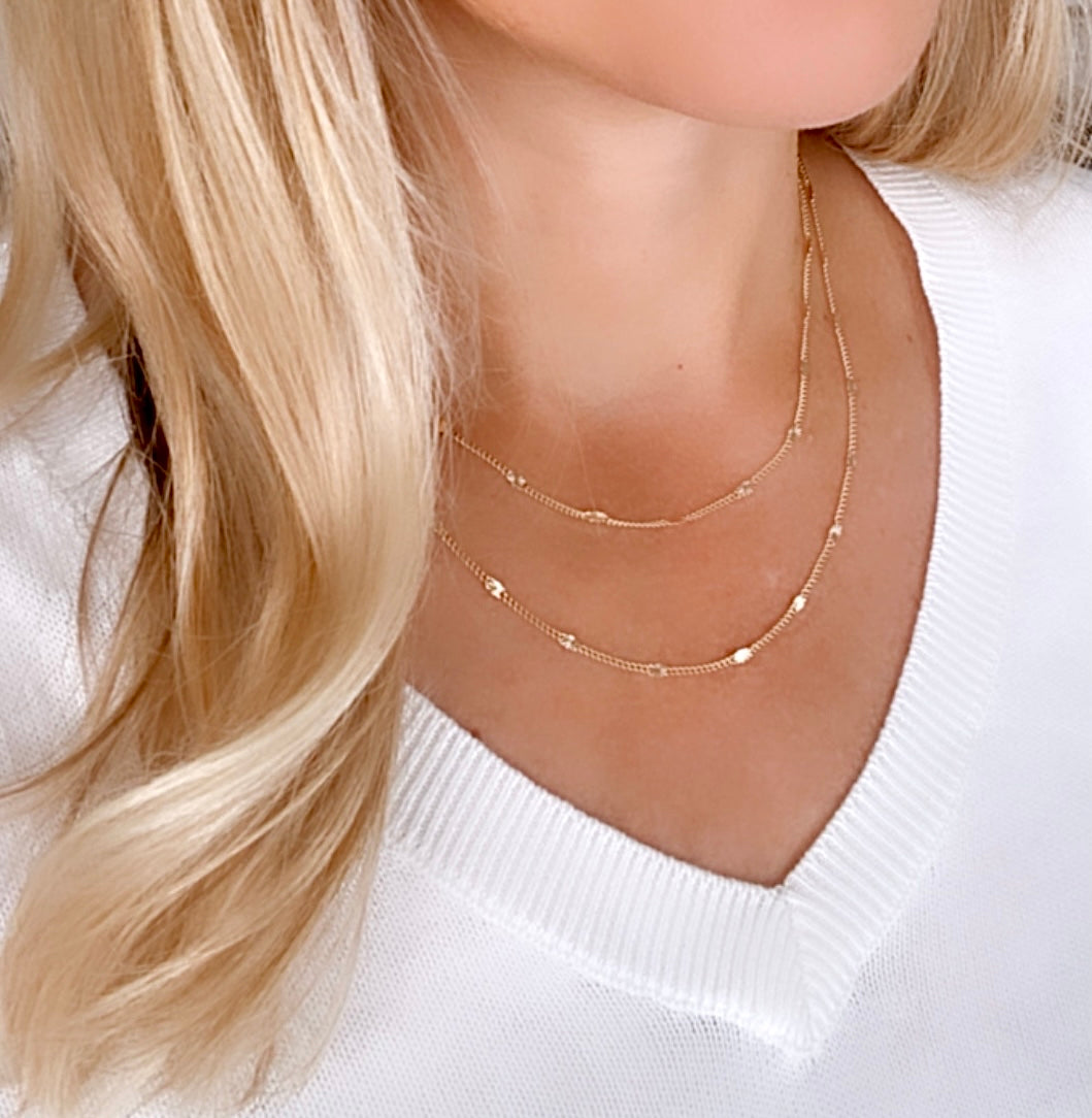 Dainty Gold Filled Celestial Chain Necklace Simple Layering Necklace Curb Chain Everyday Necklaces Christmas Gift Star Chain Necklace
