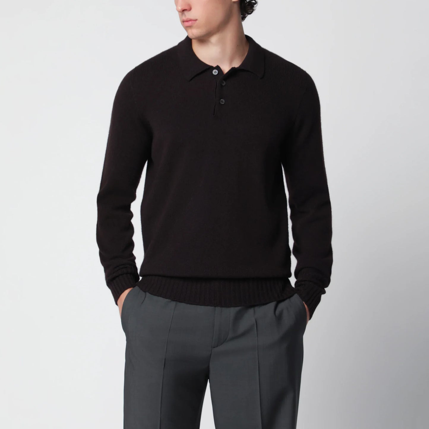 Drumohr - Brown wool polo sweater