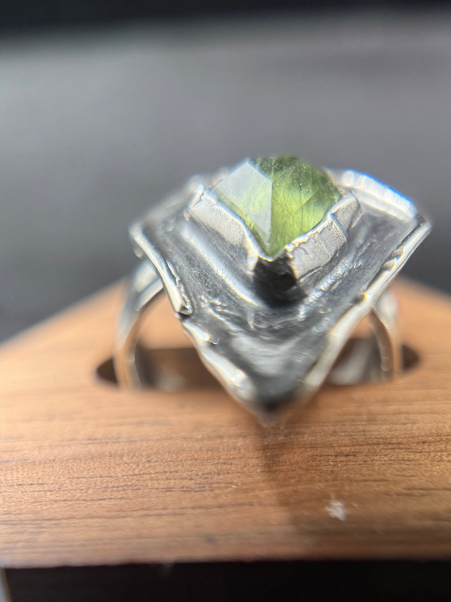Peridot Shield Ring