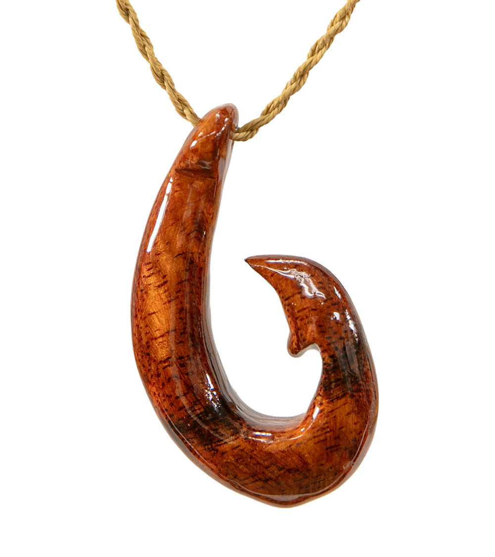 Curly Koa Ulua Hook Pendant