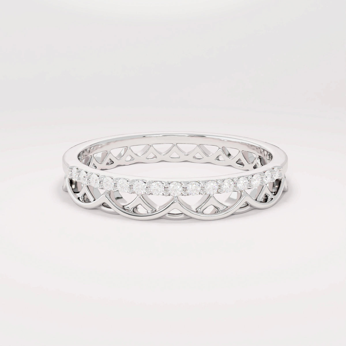 Bridal Celtic Ring: 14K Gold Pave Diamond Knot Band – Unique Wedding Jewelry
