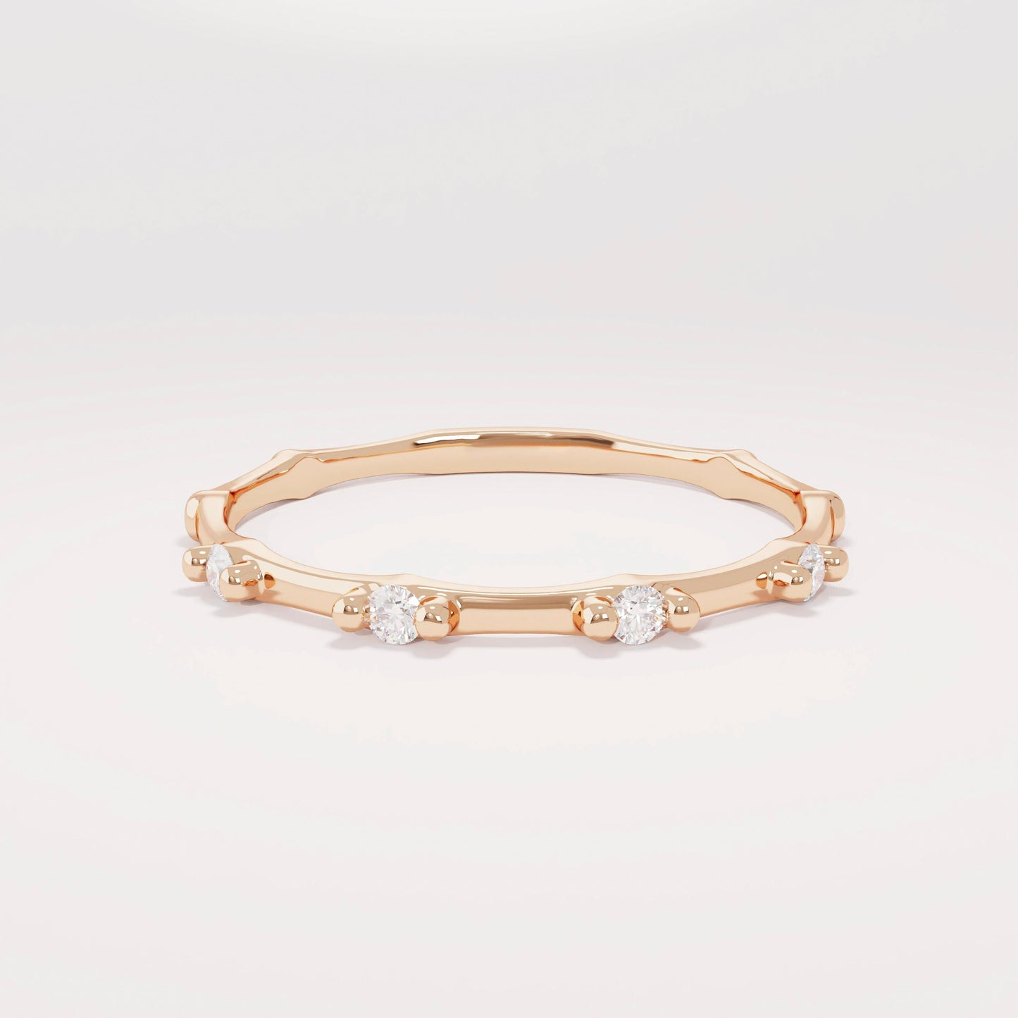 Diamond Stackable Ring,  14k Solid Gold Stacking Ring, Tiny Diamond Bone Band for Women, Diamond Thumb Ring, Thin Index Finger Ring
