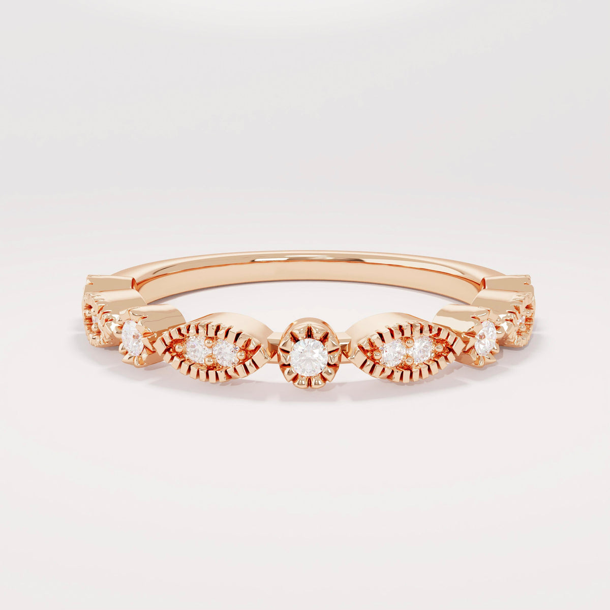 Vintage Art Deco Diamond Ring 14K Gold – Women’s Unique Pavé Stacking Band