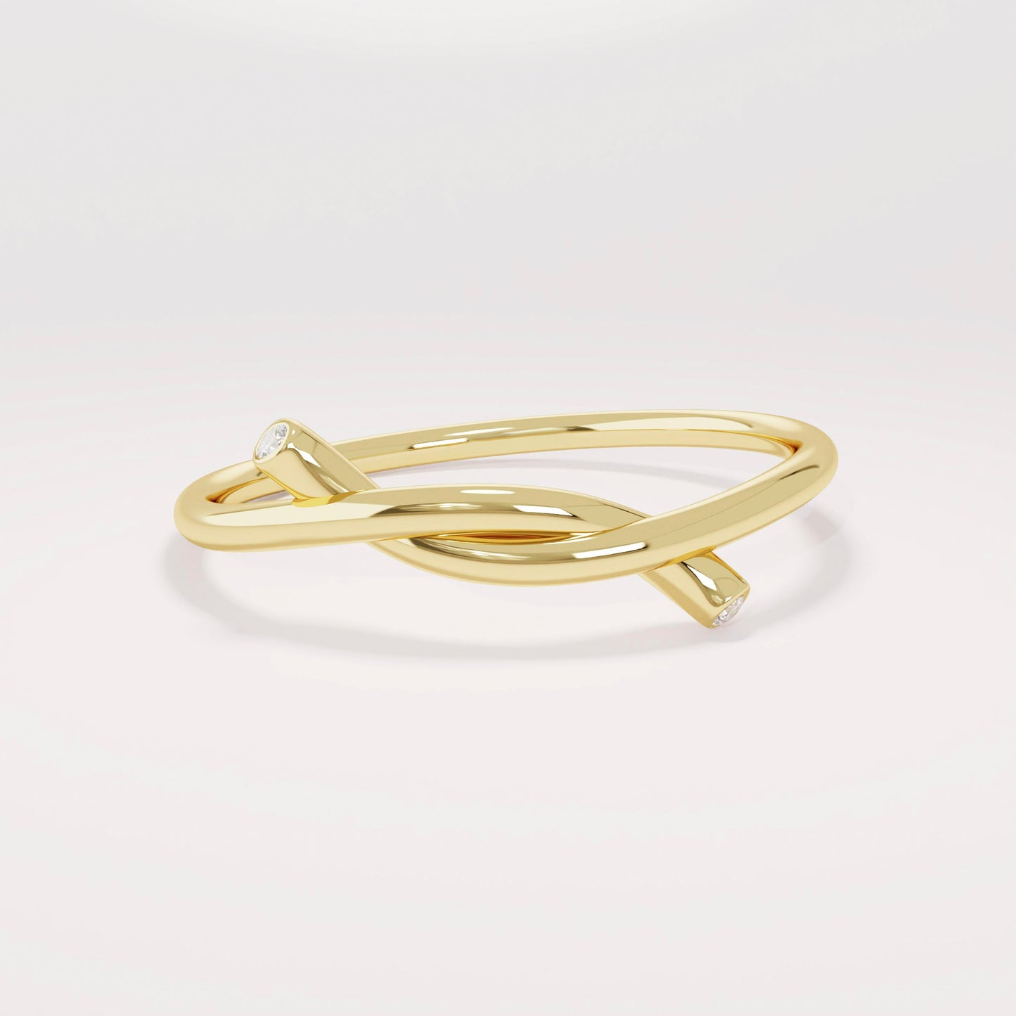 14k Solid Gold Diamond Knot Ring for Women | Tiny Diamond Love Knot Band | Infinity Friendship Promise Jewelry Gift (Yellow/Rose/White Gold)