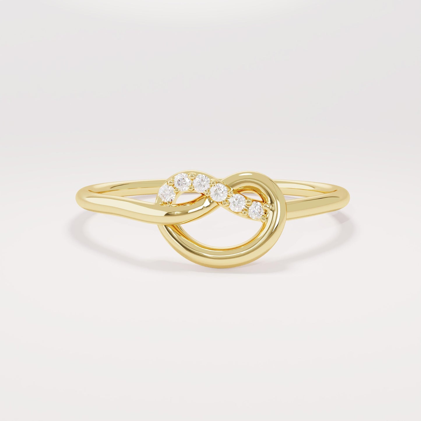 14K Solid Gold Diamond Knot Ring – Pave Friendship Band & Promise Ring for Her | Yellow/Rose/White Gold Jewelry