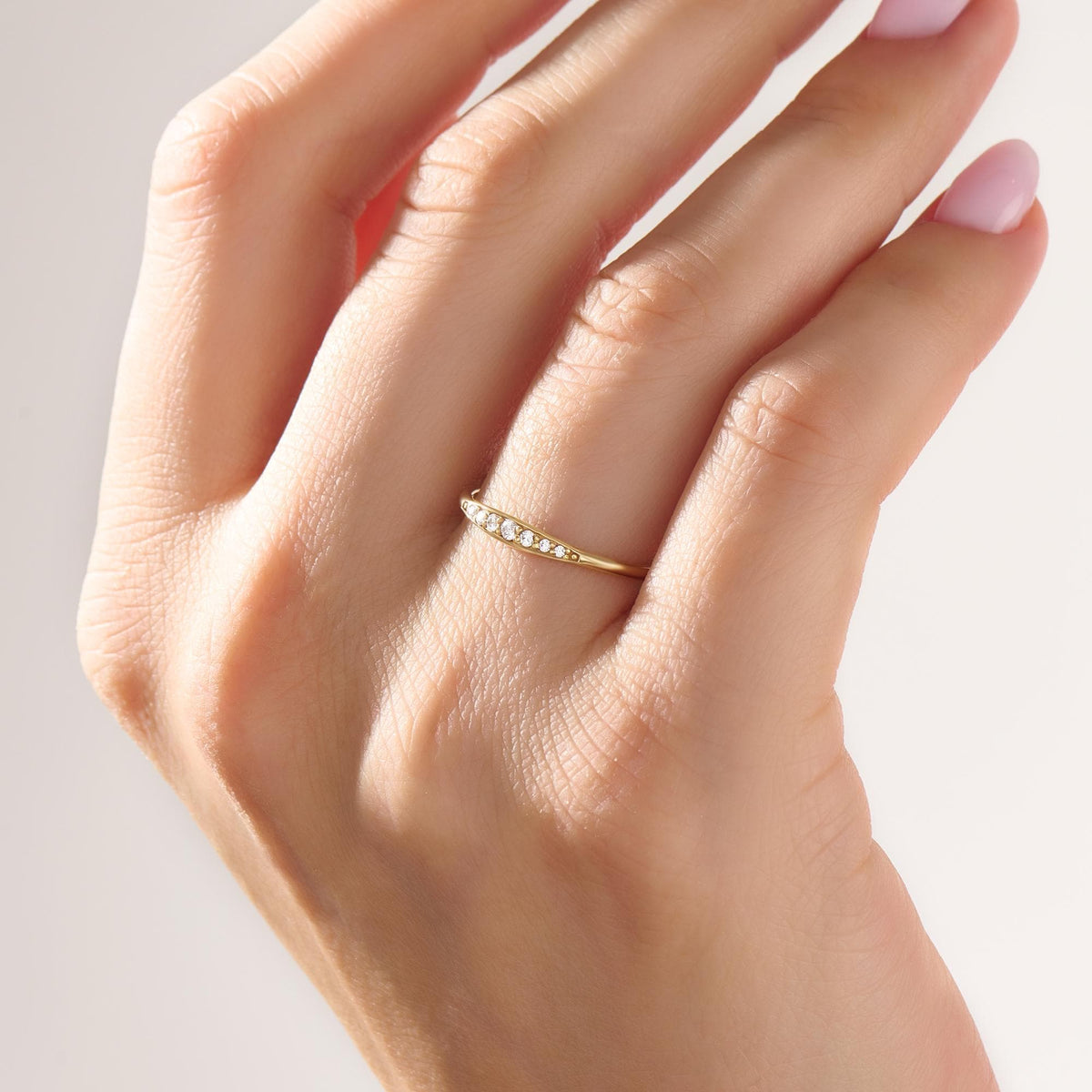 Diamond Wedding Ring 14k Solid Gold - Thin Dainty Band for Women, Perfect Promise Ring Gift for Mom, Wife & Ladies