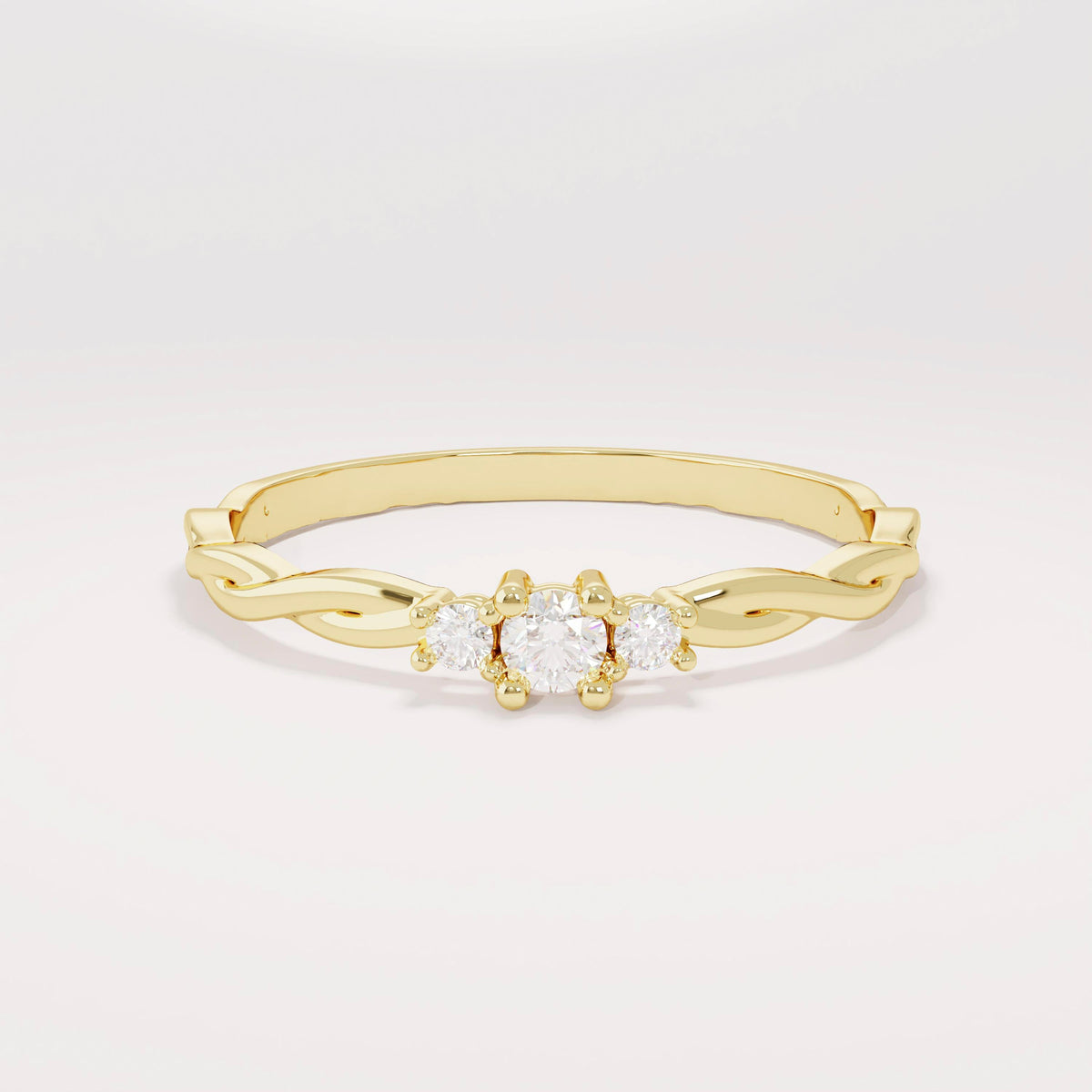 14K Solid Gold Twisted Solitaire Ring – Tiny Diamond Engagement Ring | Dainty Minimalist Promise Jewelry for Her
