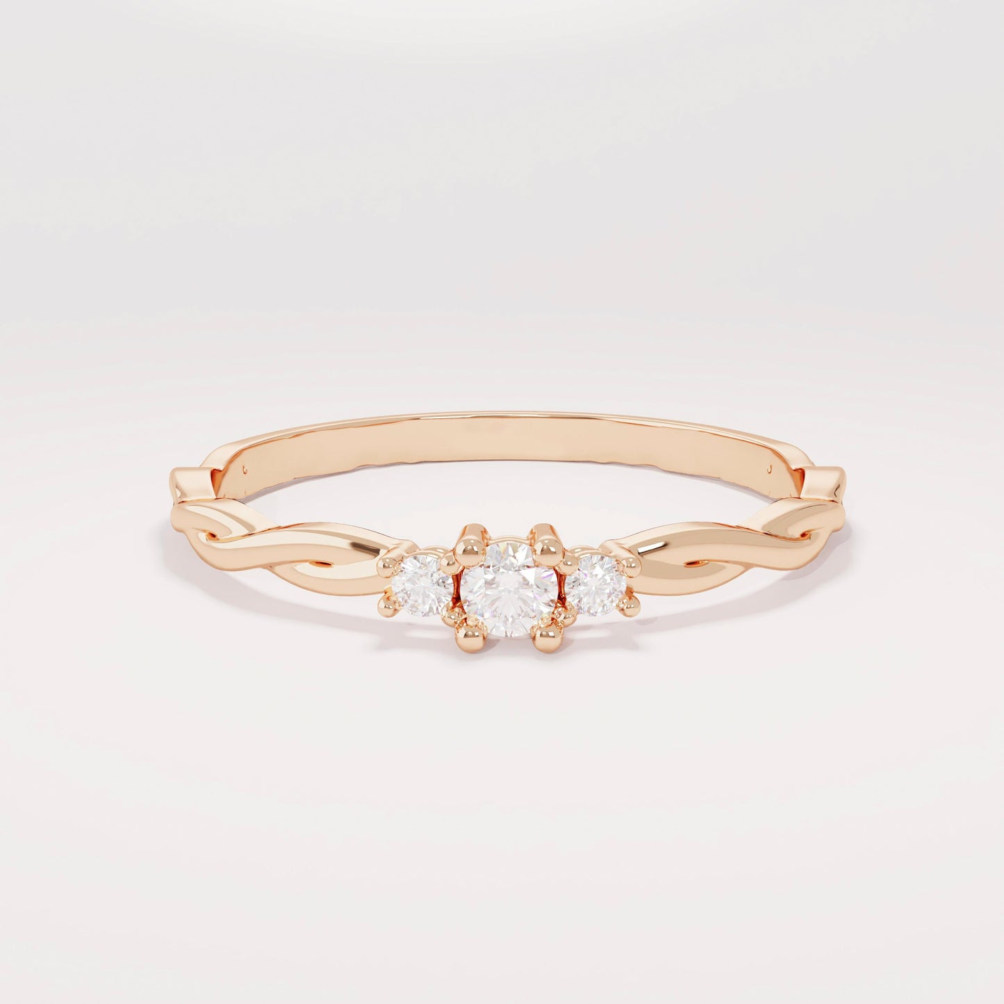 14K Solid Gold Twisted Solitaire Ring – Tiny Diamond Engagement Ring | Dainty Minimalist Promise Jewelry for Her