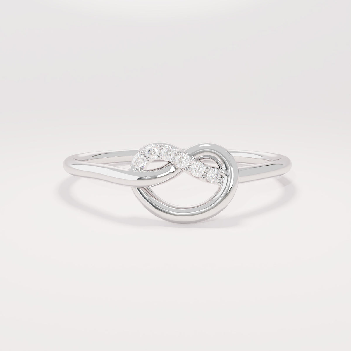 14K Solid Gold Diamond Knot Ring – Pave Friendship Band & Promise Ring for Her | Yellow/Rose/White Gold Jewelry
