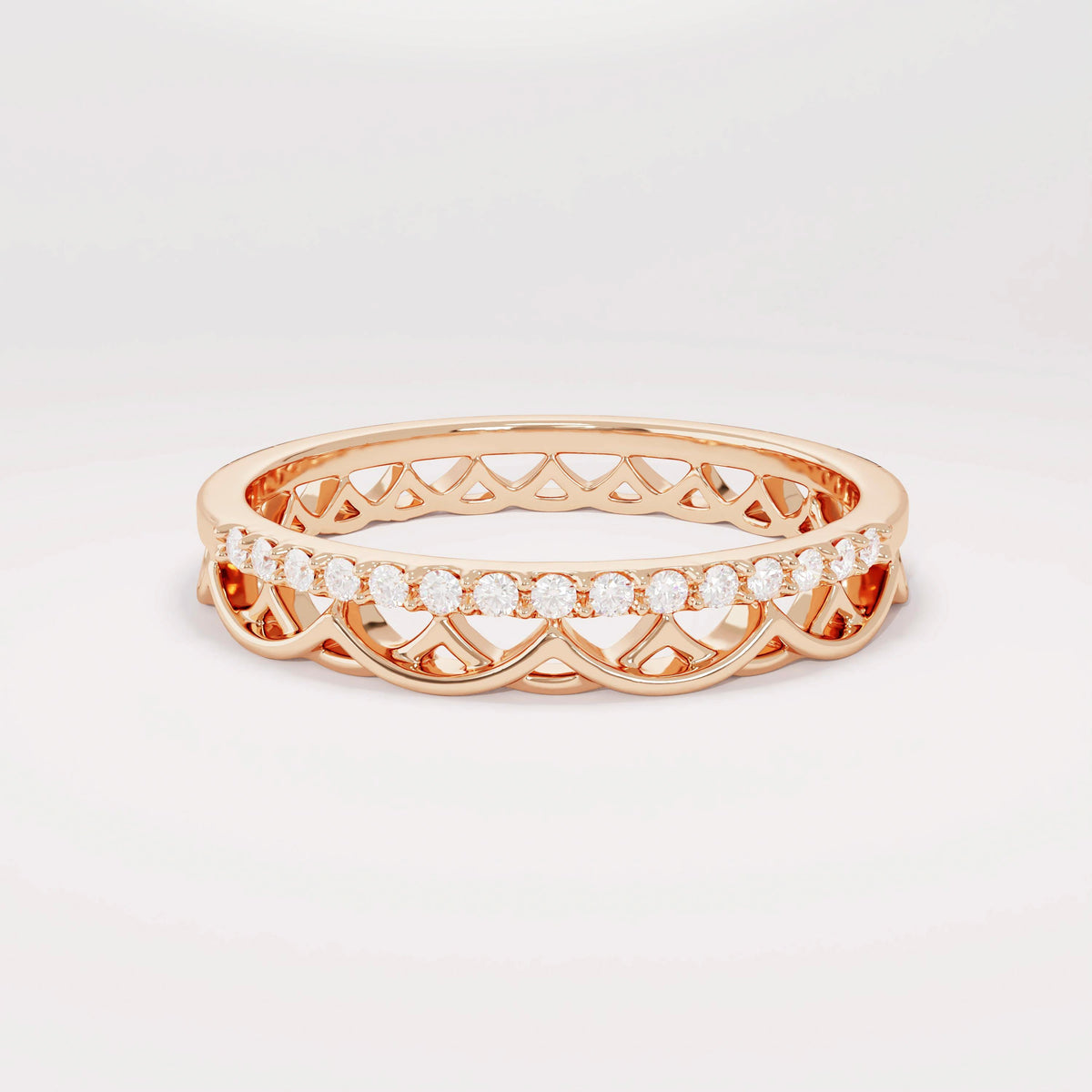 Bridal Celtic Ring: 14K Gold Pave Diamond Knot Band – Unique Wedding Jewelry
