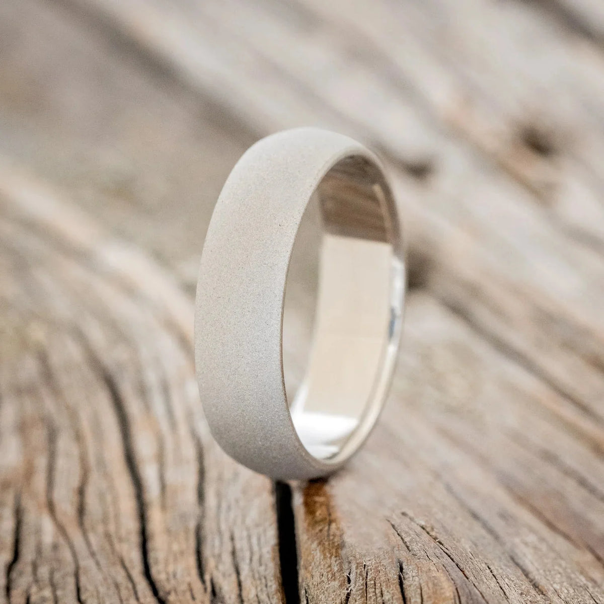 Domed Profile Wedding Band With Sandblasted Finish - Titanium (6mm) - Size 9 1/2