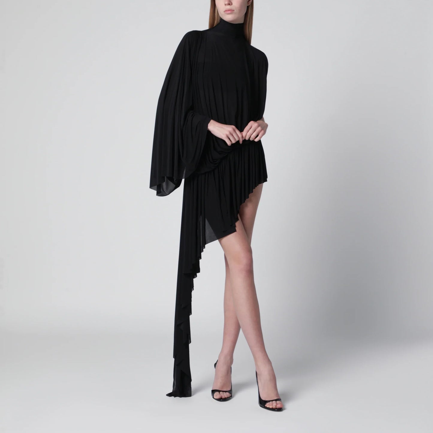 Francesco Murano - Black asymmetric turtleneck dress