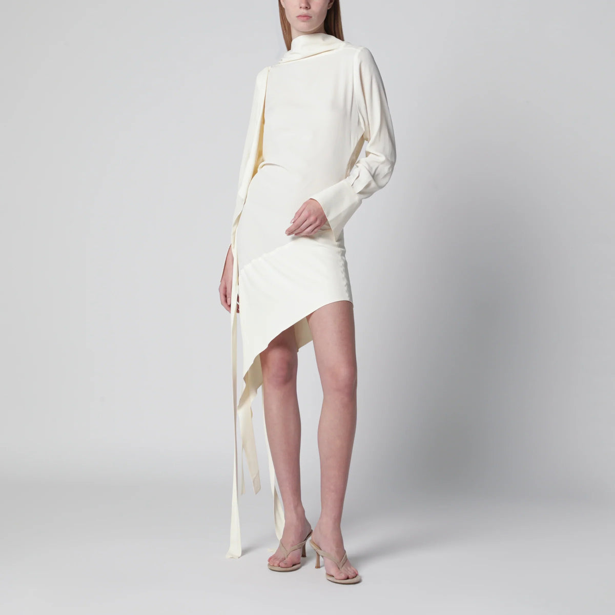 Francesco Murano - White asymmetric silk-blend dress