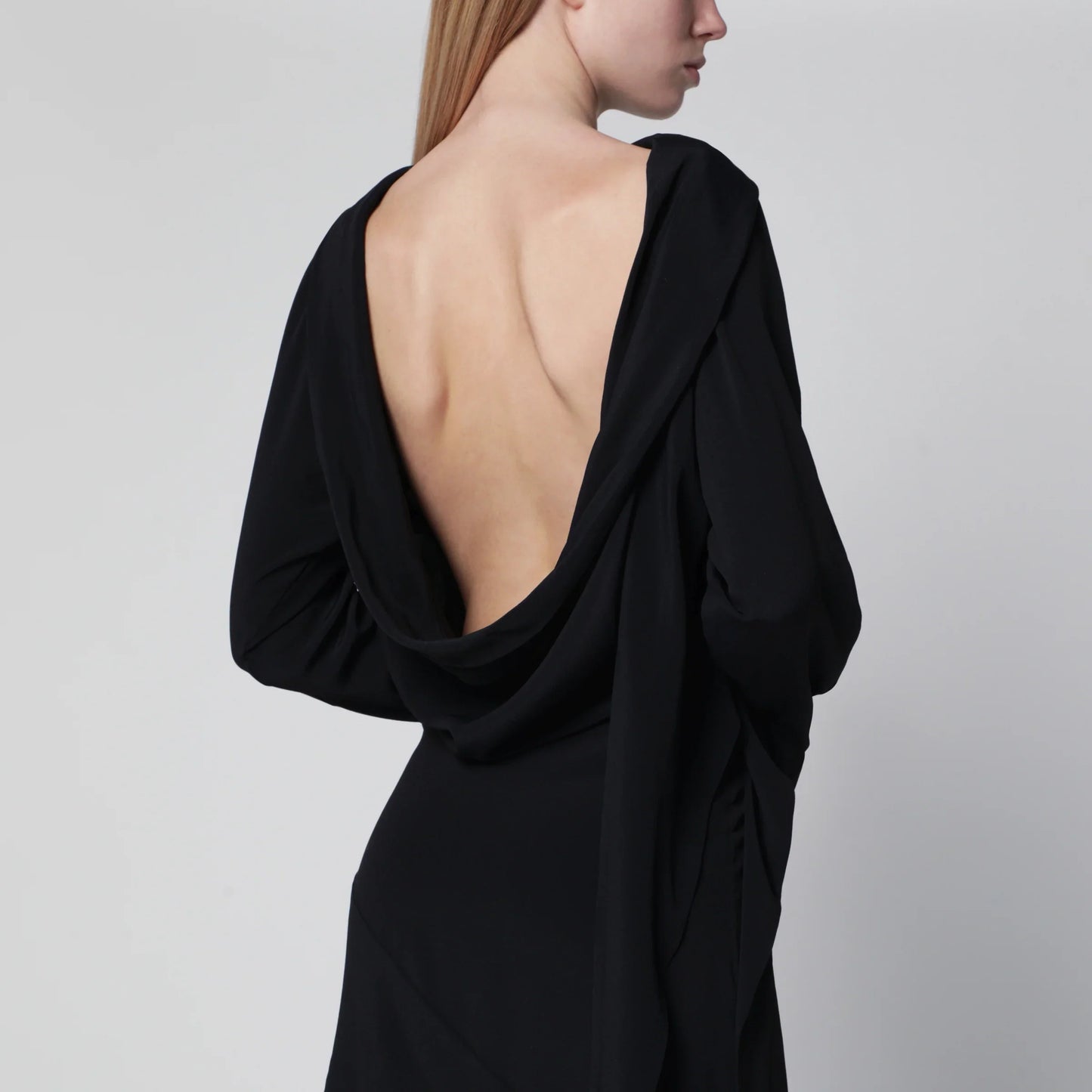 Francesco Murano - Black asymmetric silk-blend dress
