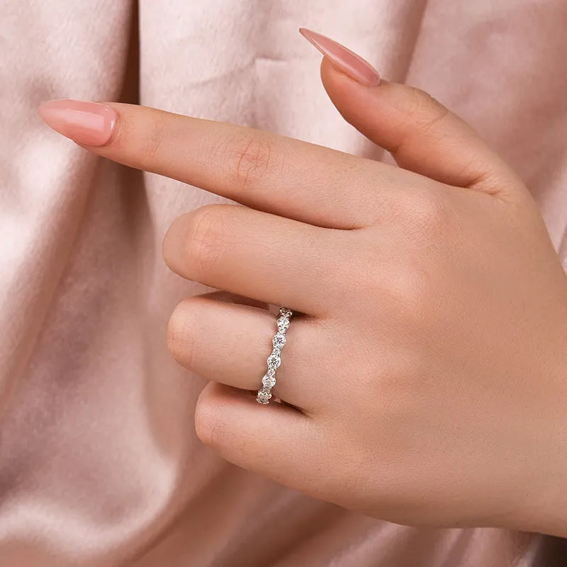 Exquisite 925 Sterling Silver Round Cut Wedding Ring