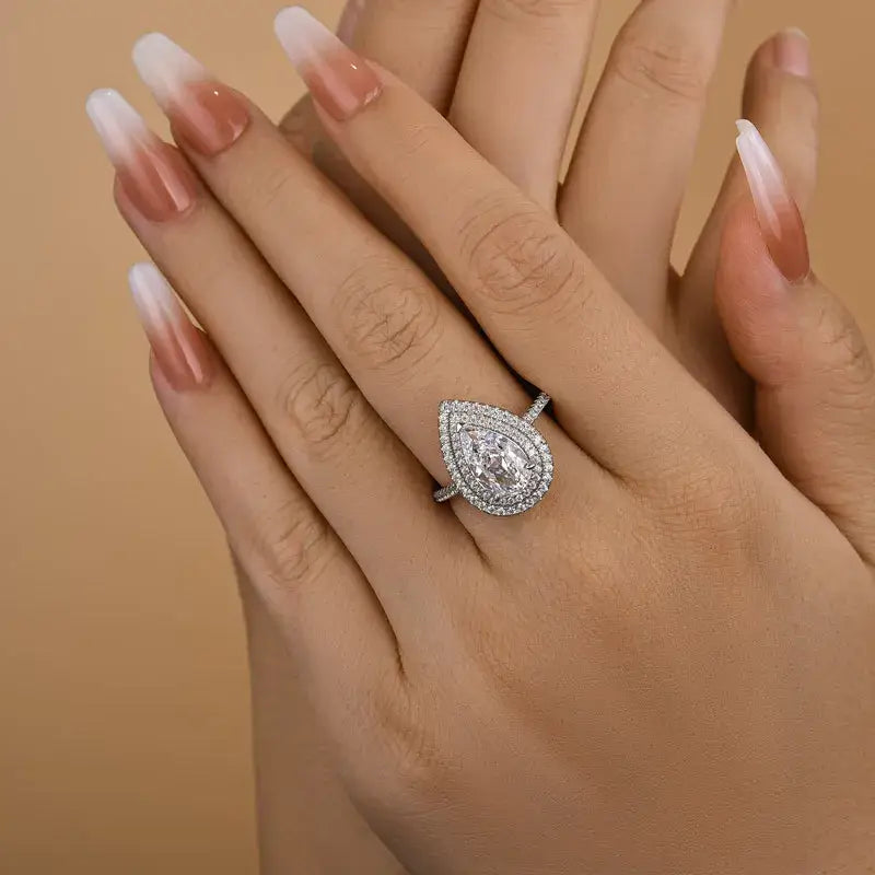 Dazzling Pear Cut 2.5ct Sterling Silver Engagement Ring