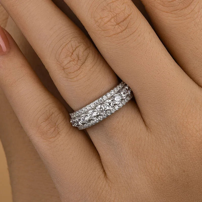 Deluxe 925 Sterling Silver Round Cut Wedding Ring