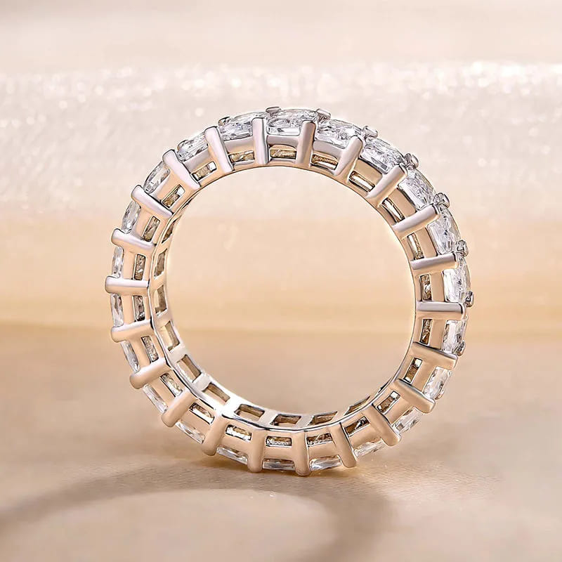 925 Sterling Silver Radiant Cut Wedding Ring