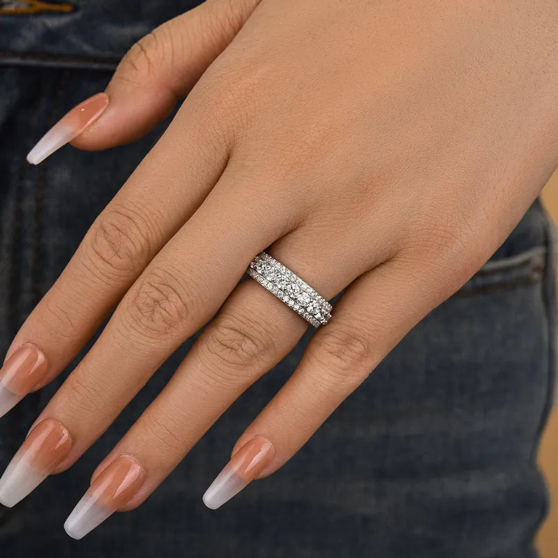 Deluxe 925 Sterling Silver Round Cut Wedding Ring