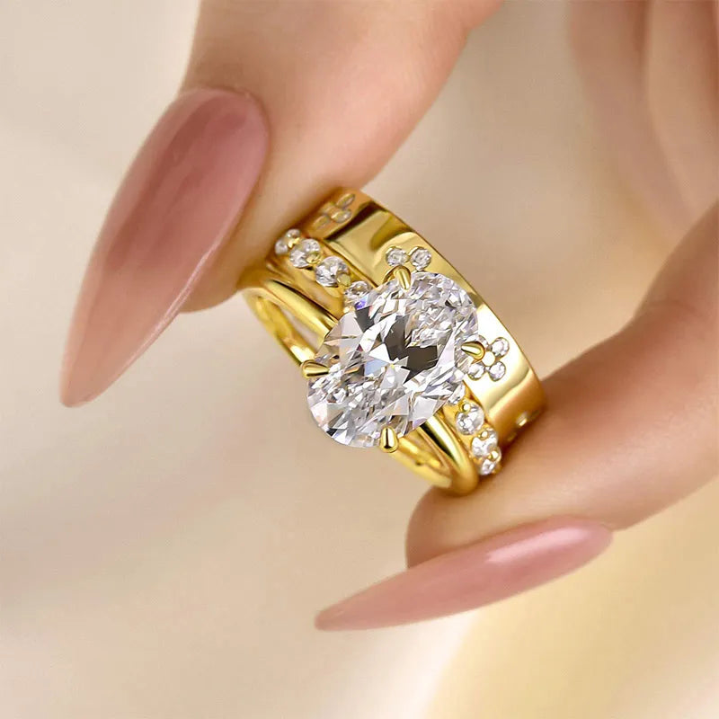 Solarii Noble Oval Cut 3PC Ring Set For Women