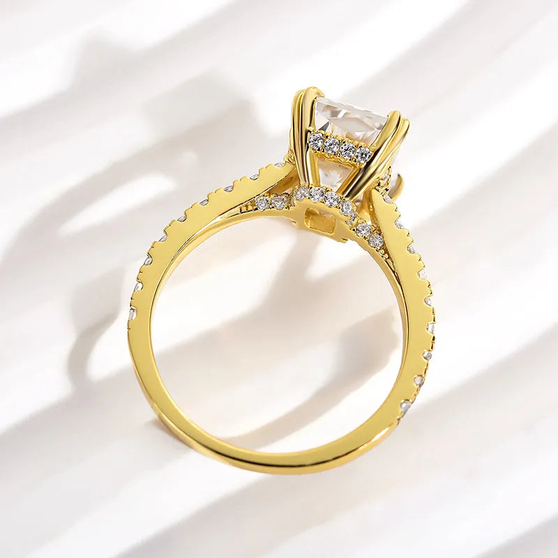 Enchanting Radiant Cut 3.5ct Hidden Halo Engagement Ring In Sterling Silver