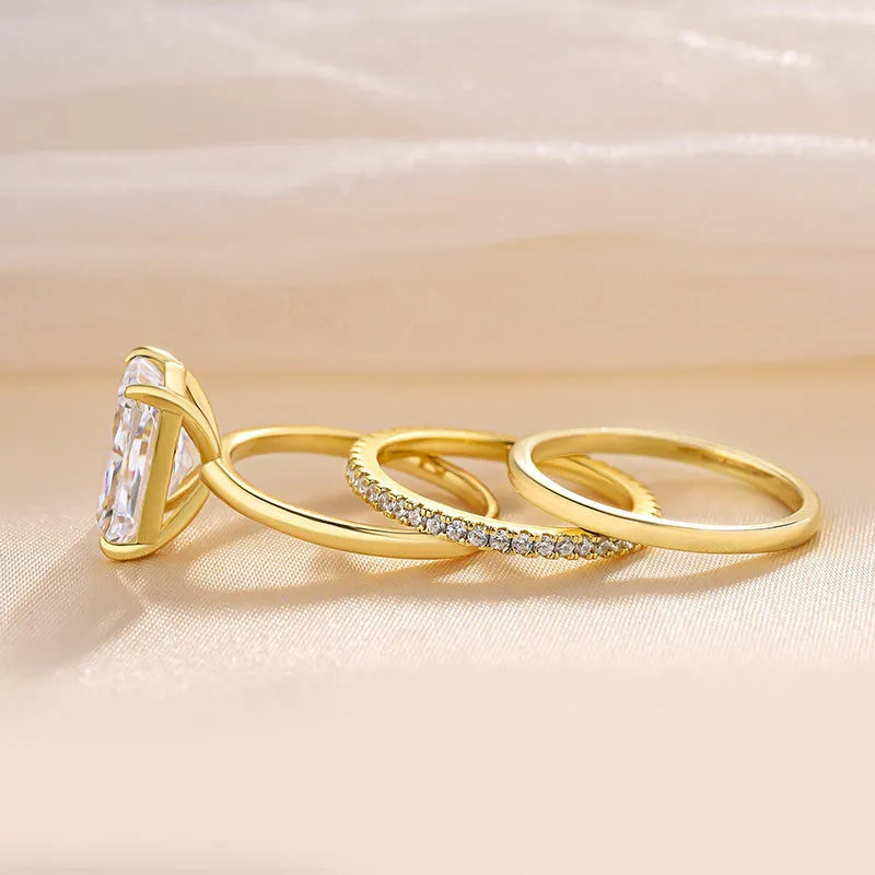 Sublime Radiant Cut 5.0 ct 3PC Ring 925 Sterling Silver Wedding Ring Set