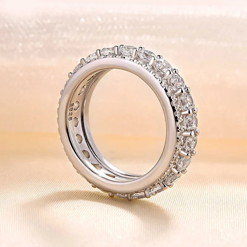 Deluxe 925 Sterling Silver Round Cut Wedding Ring