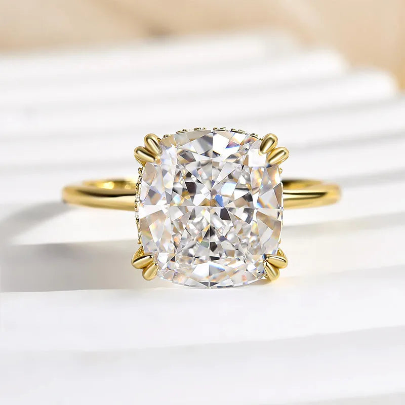 Gorgeous Cushion Cut 4.0ct Hidden Halo Engagement Ring In Sterling Silver