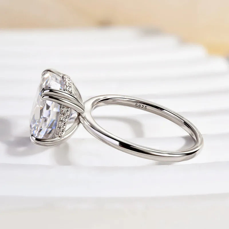 Gorgeous Cushion Cut 4.0ct Hidden Halo Engagement Ring In Sterling Silver