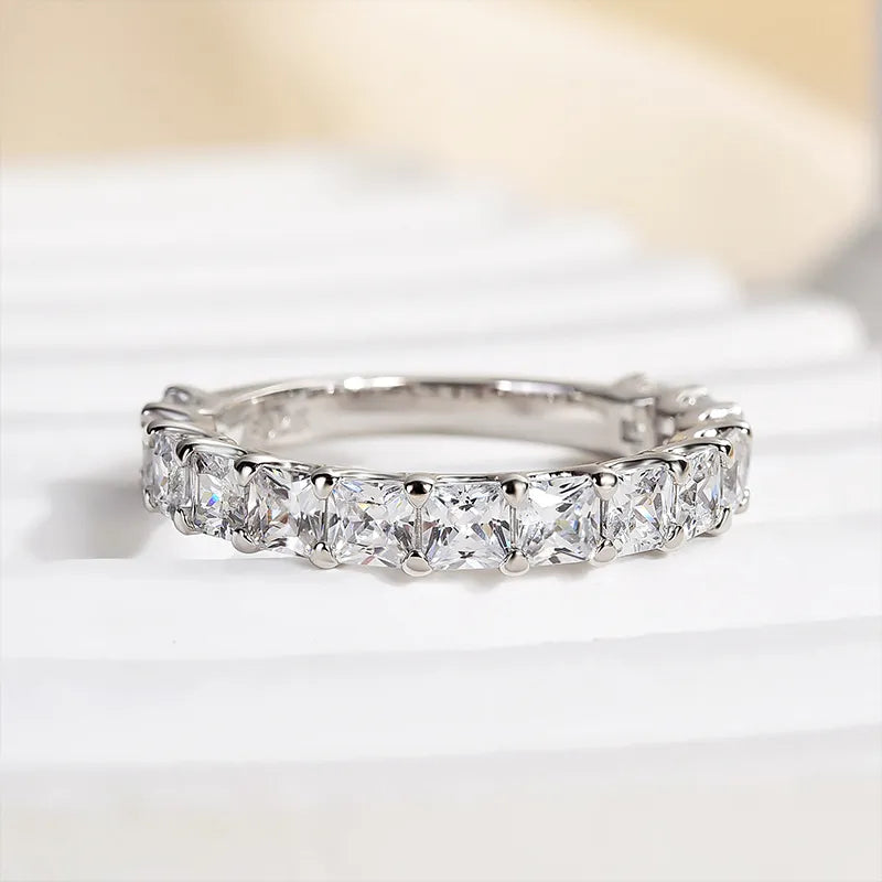 Sublime 925 Sterling Silver Radiant Cut Wedding Ring