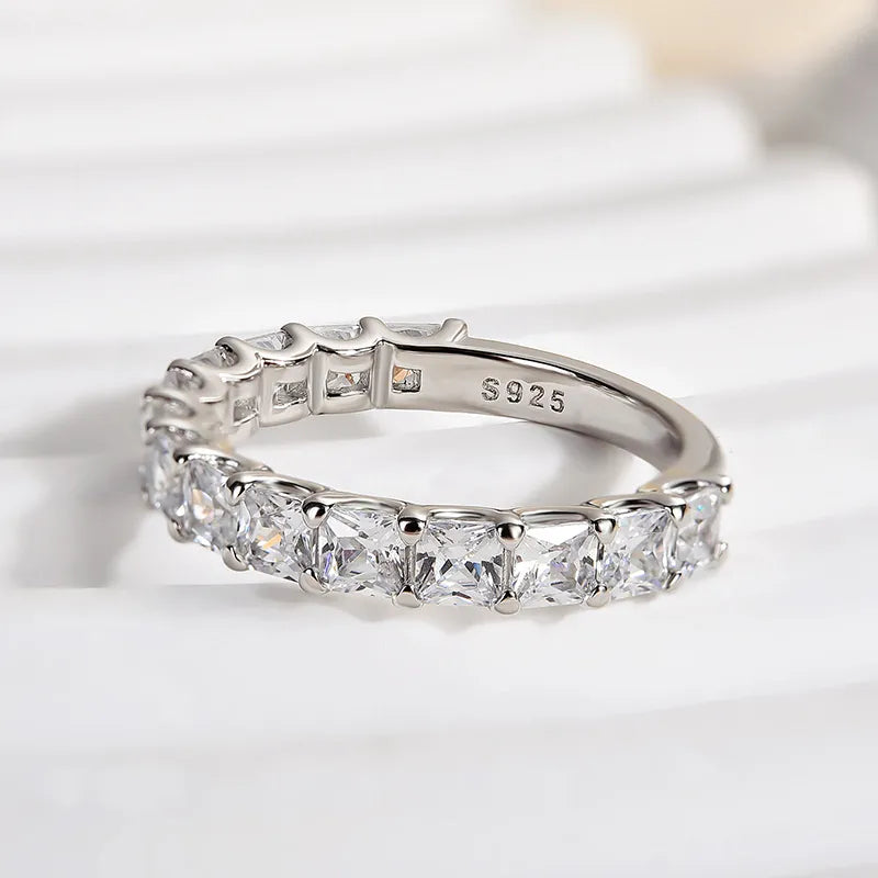 Sublime 925 Sterling Silver Radiant Cut Wedding Ring