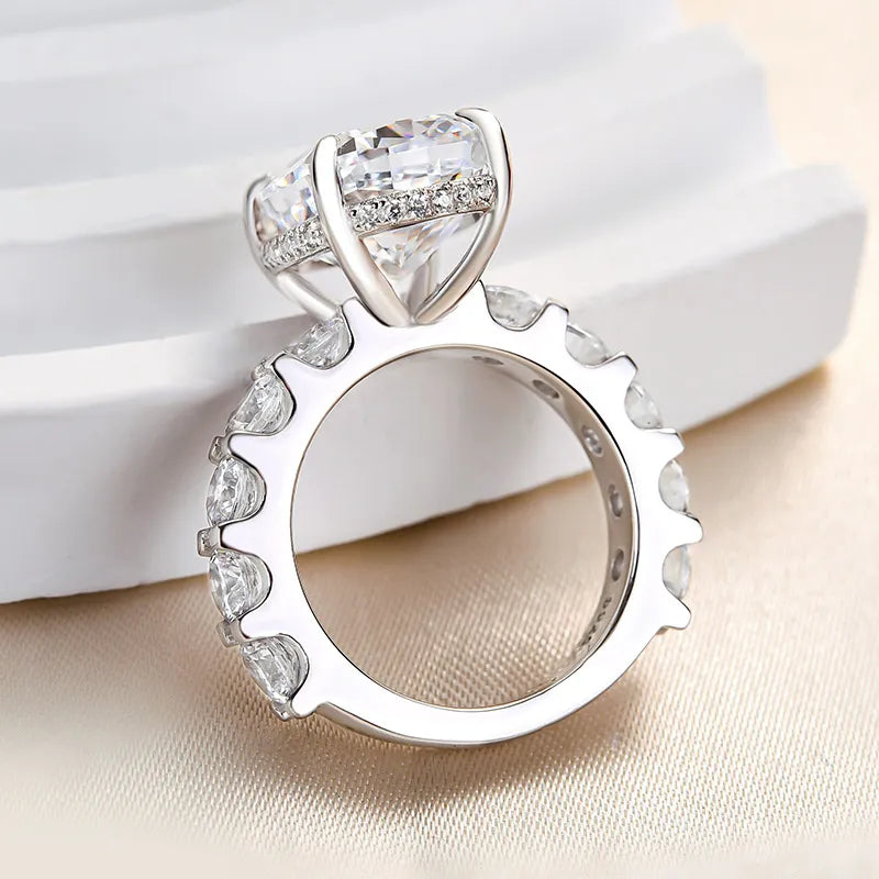 Lavish Cushion Cut 8.0ct Pave Engagement Ring In Sterling Silver