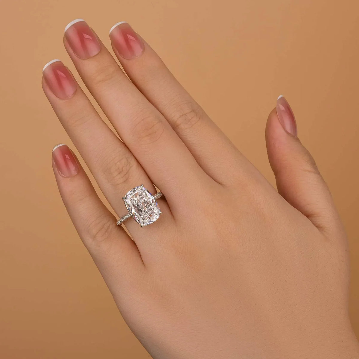 Deluxe Cushion Cut 10.0ct Pave Engagement Ring In Sterling Silver
