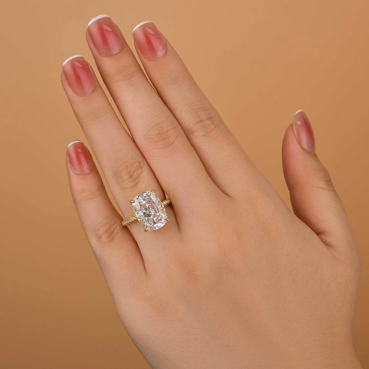 Deluxe Cushion Cut 10.0ct Pave Engagement Ring In Sterling Silver