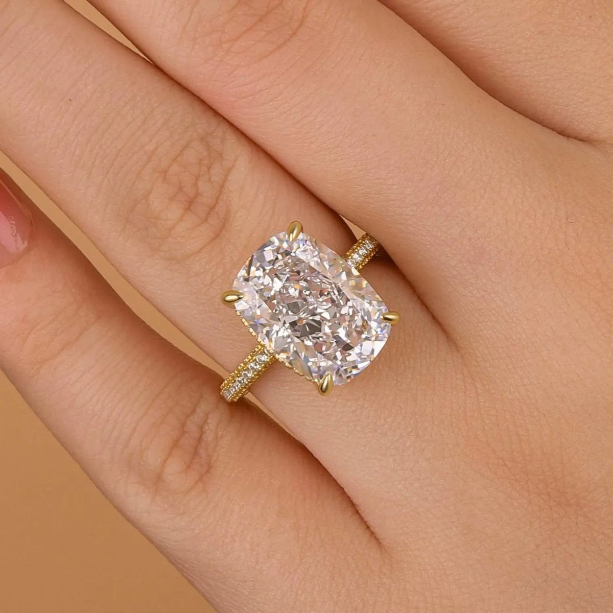 Deluxe Cushion Cut 10.0ct Pave Engagement Ring In Sterling Silver