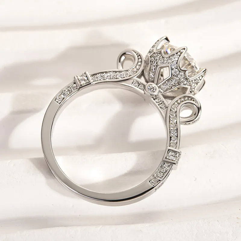 Solarii Vintage Moissanite 1.0ct Round Cut  925 Sterling Silver Engagement Ring[SALE]