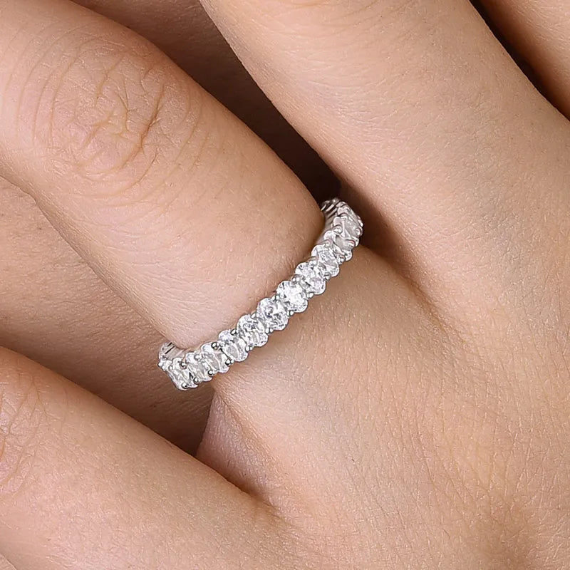Brilliant 925 Sterling Silver Oval Cut Wedding Ring
