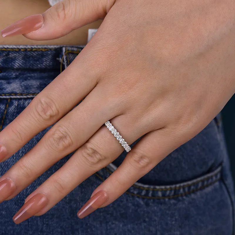 Brilliant 925 Sterling Silver Oval Cut Wedding Ring