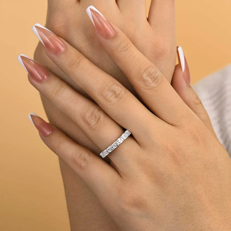 Yellow Gold and White Gold Plated Asscher Cut Sterling Silver Wedding Ring