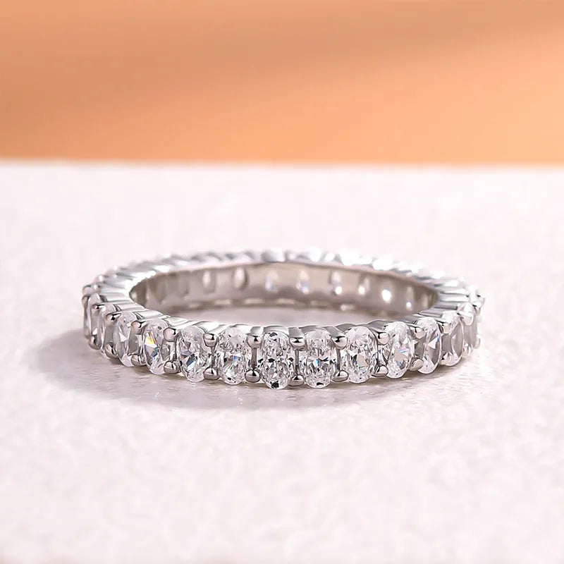 Brilliant 925 Sterling Silver Oval Cut Wedding Ring